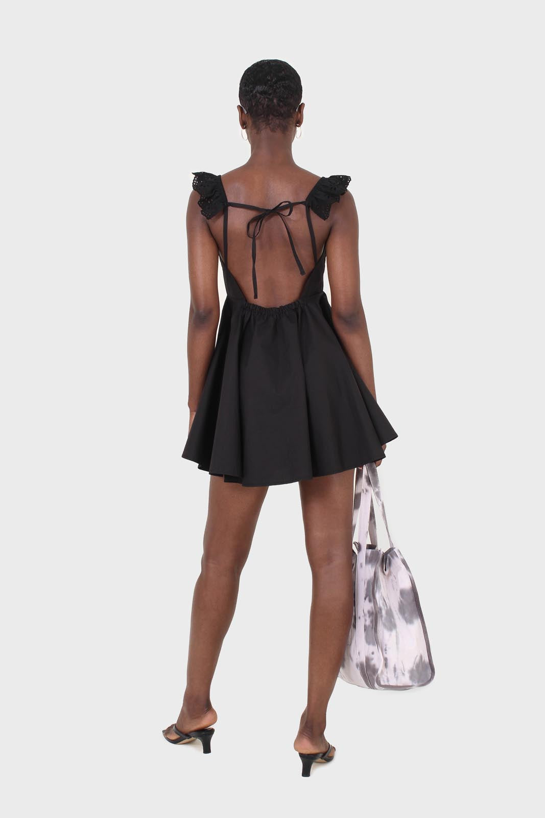 Black open tie back eyelet dress_4