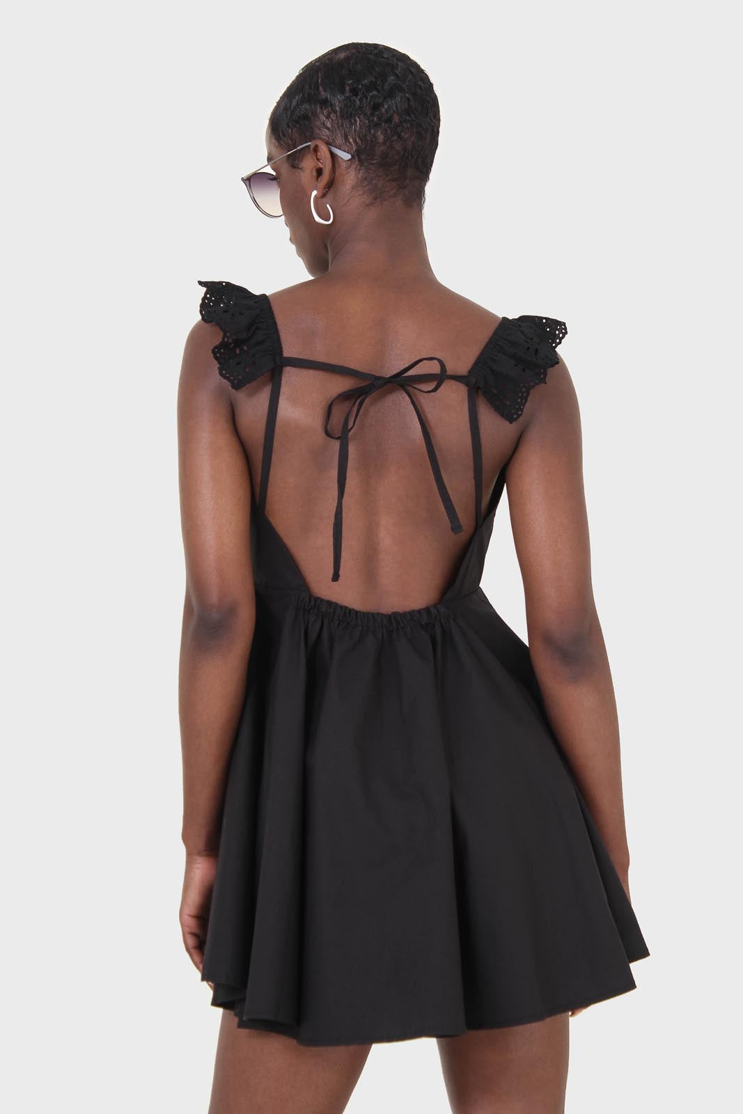 Black open tie back eyelet dress_2