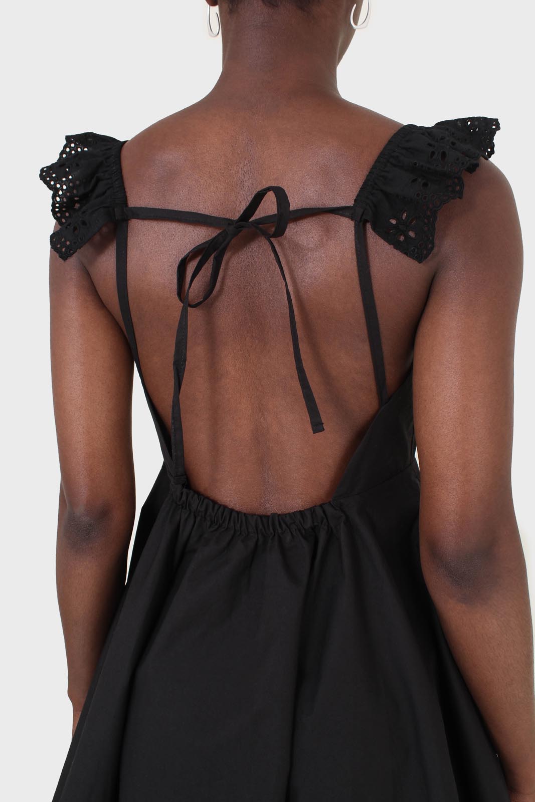 Black open tie back eyelet dress_6