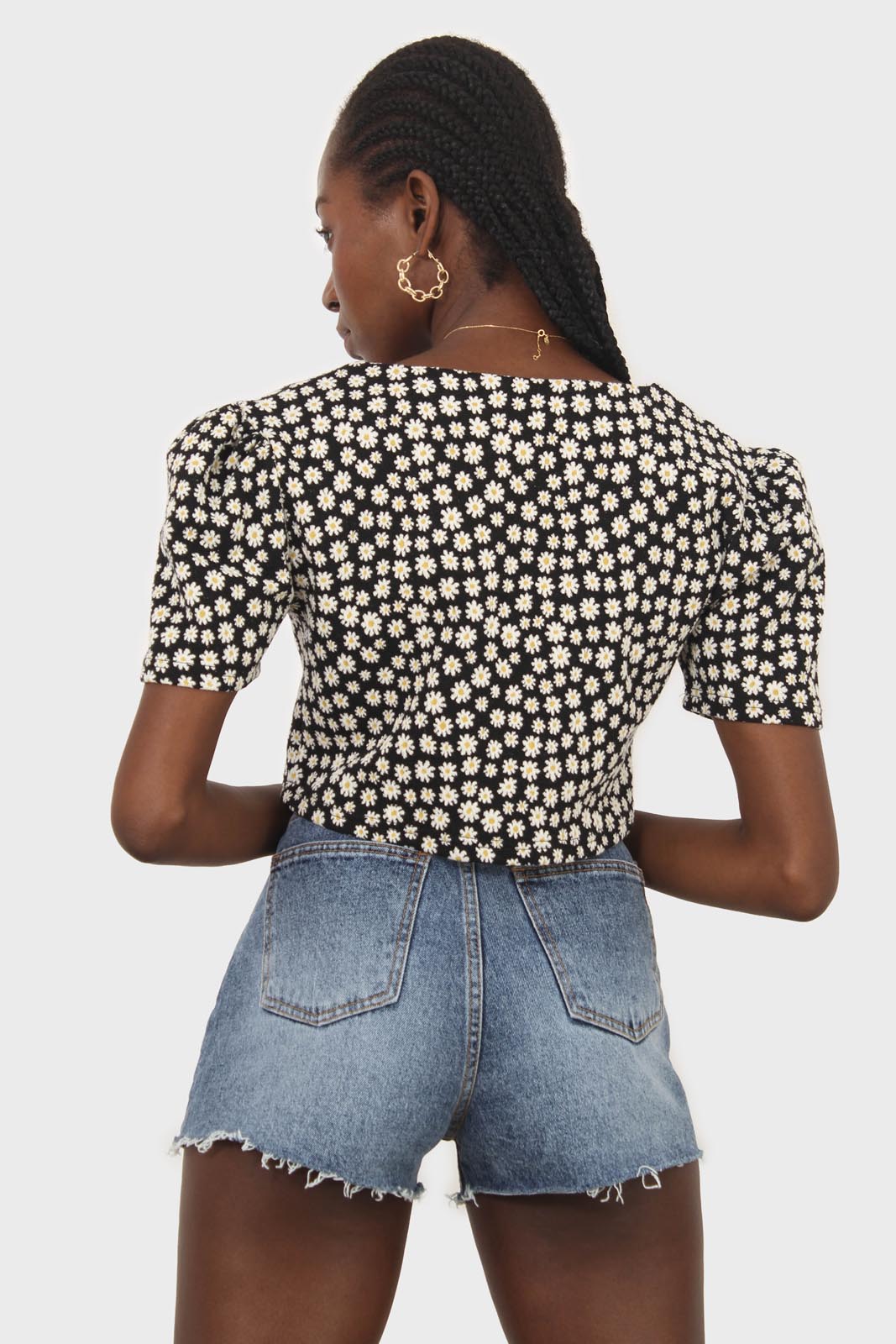 Mid blue denim ripped shorts_8