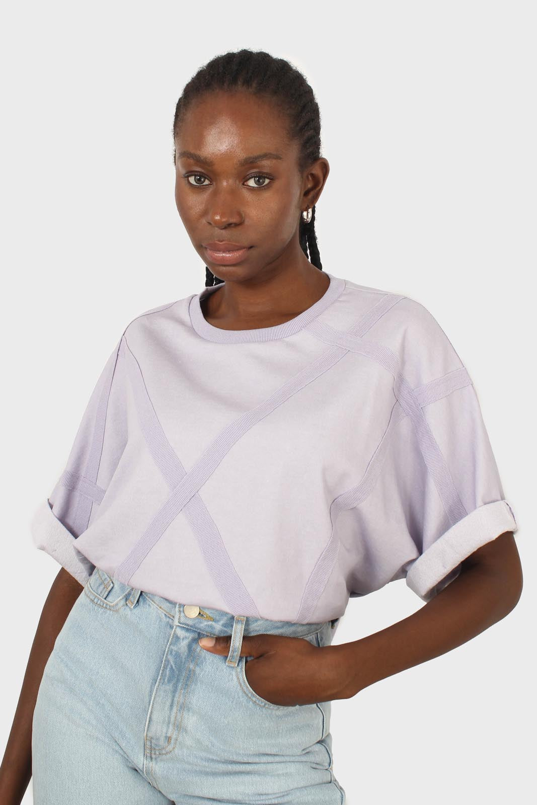 Lilac taped front short sleeved tee_1