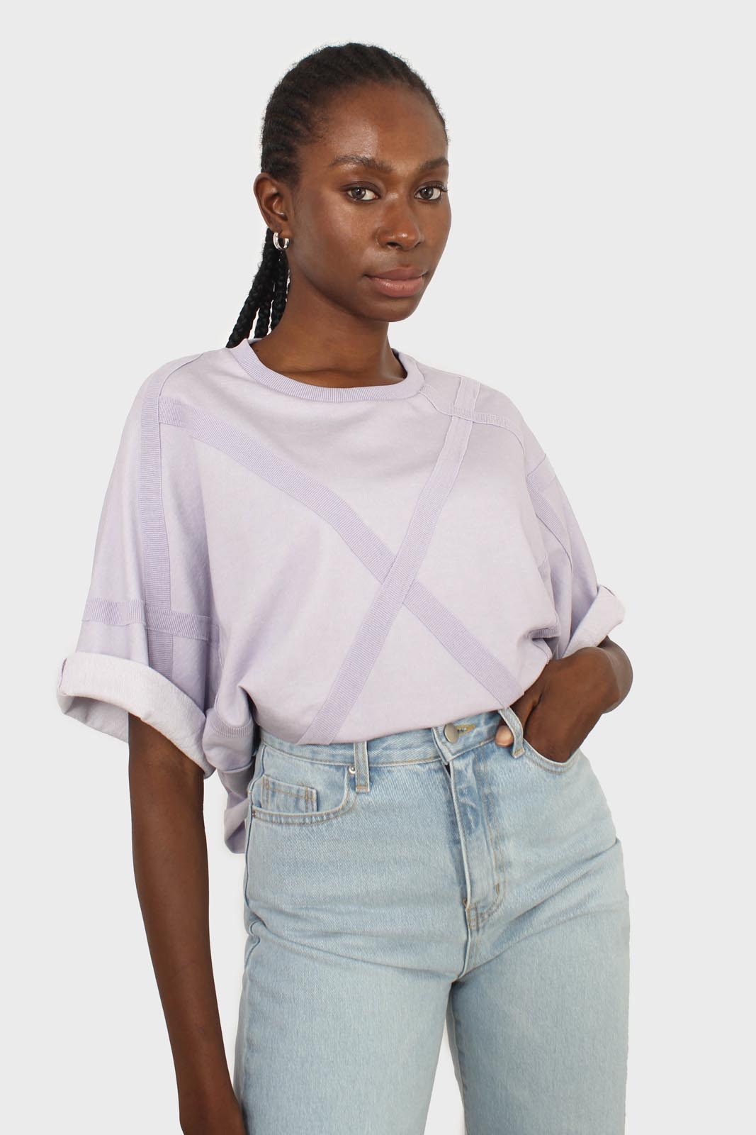 Lilac taped front short sleeved tee_4