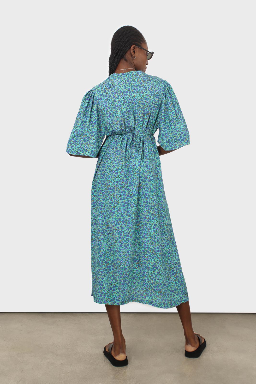 Blue floral print tie back maxi dress_2