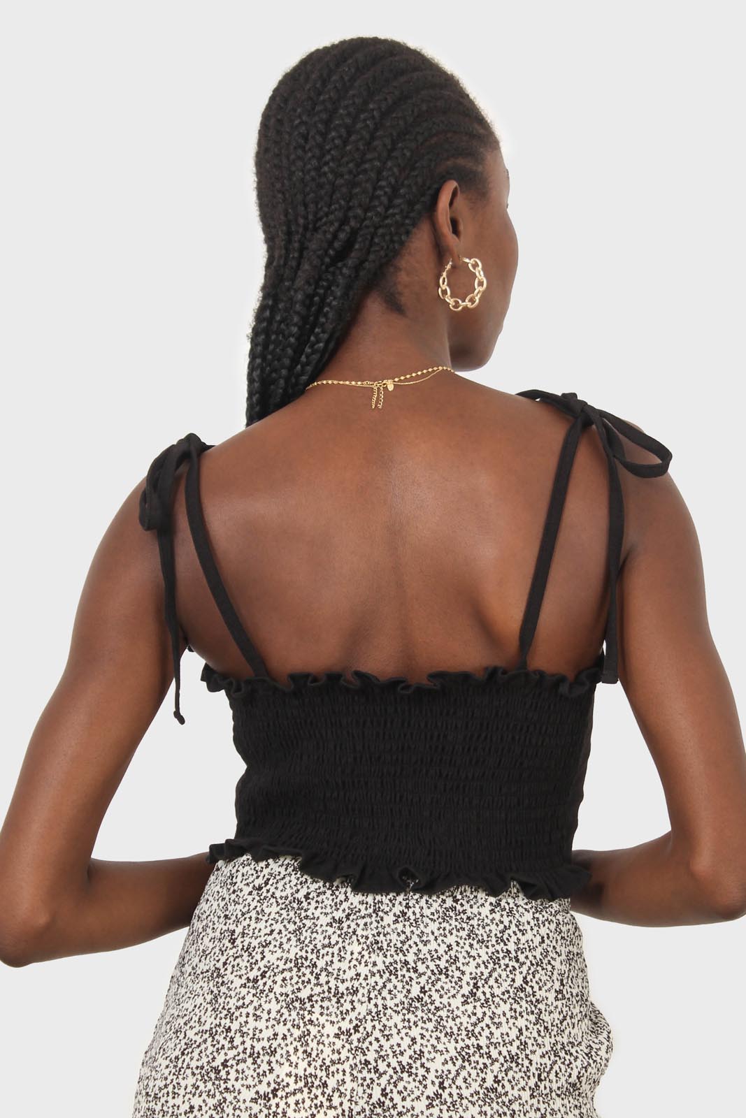 Black ruched back tie strap bustier_2