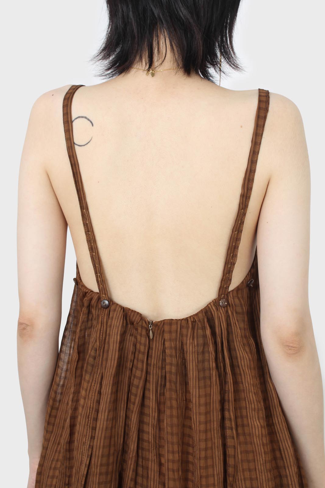 Brown gingham flared leg jumpsuit_6