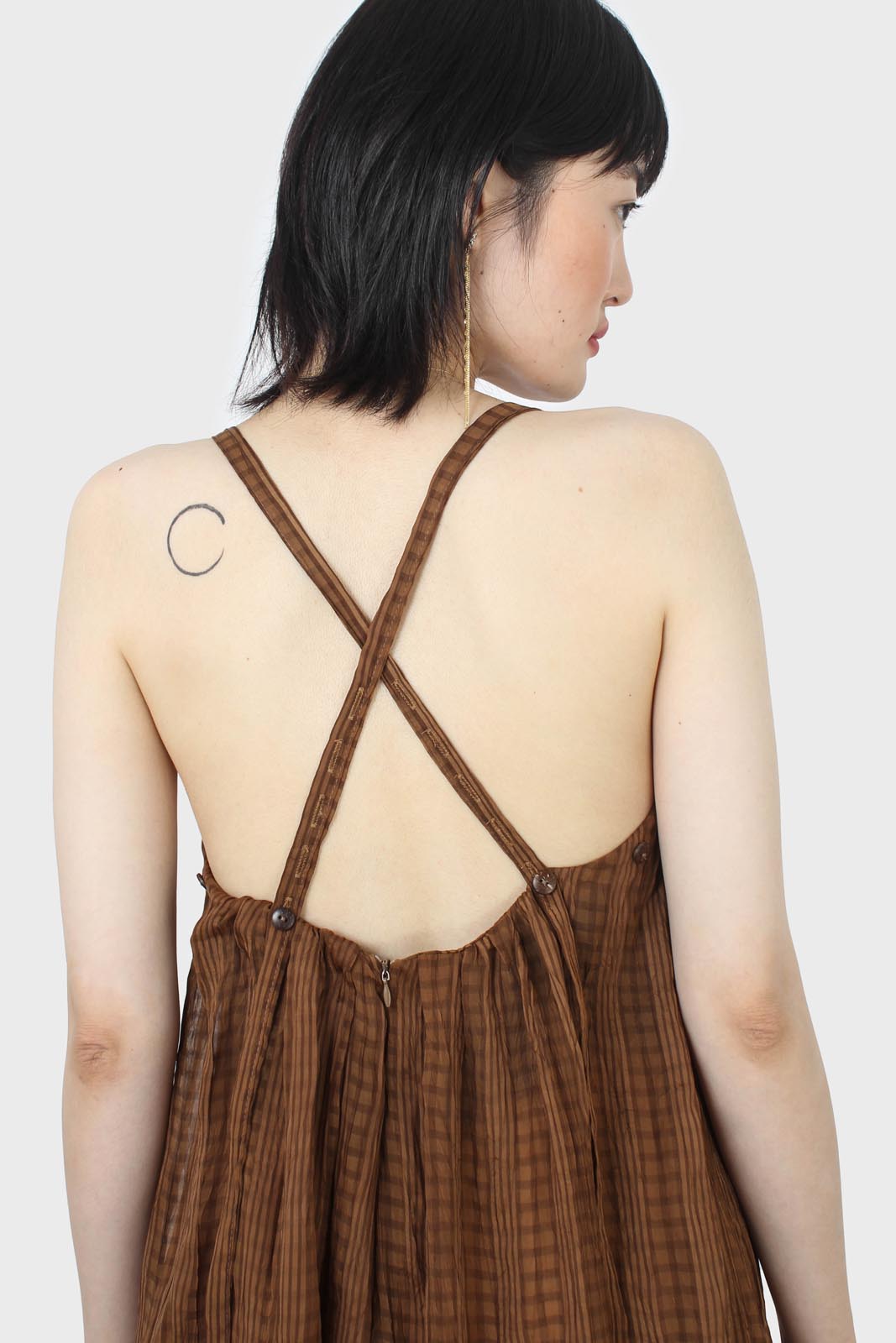 Brown gingham flared leg jumpsuit_2