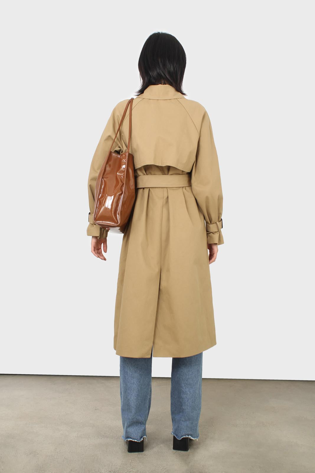 Dark beige single breasted buckle detail trench coat_2
