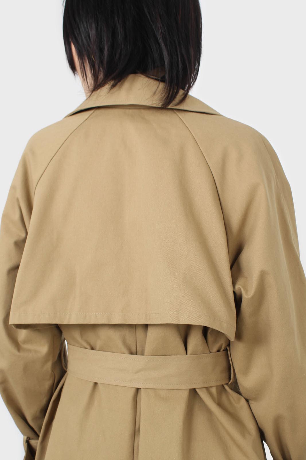 Dark beige single breasted buckle detail trench coat_4