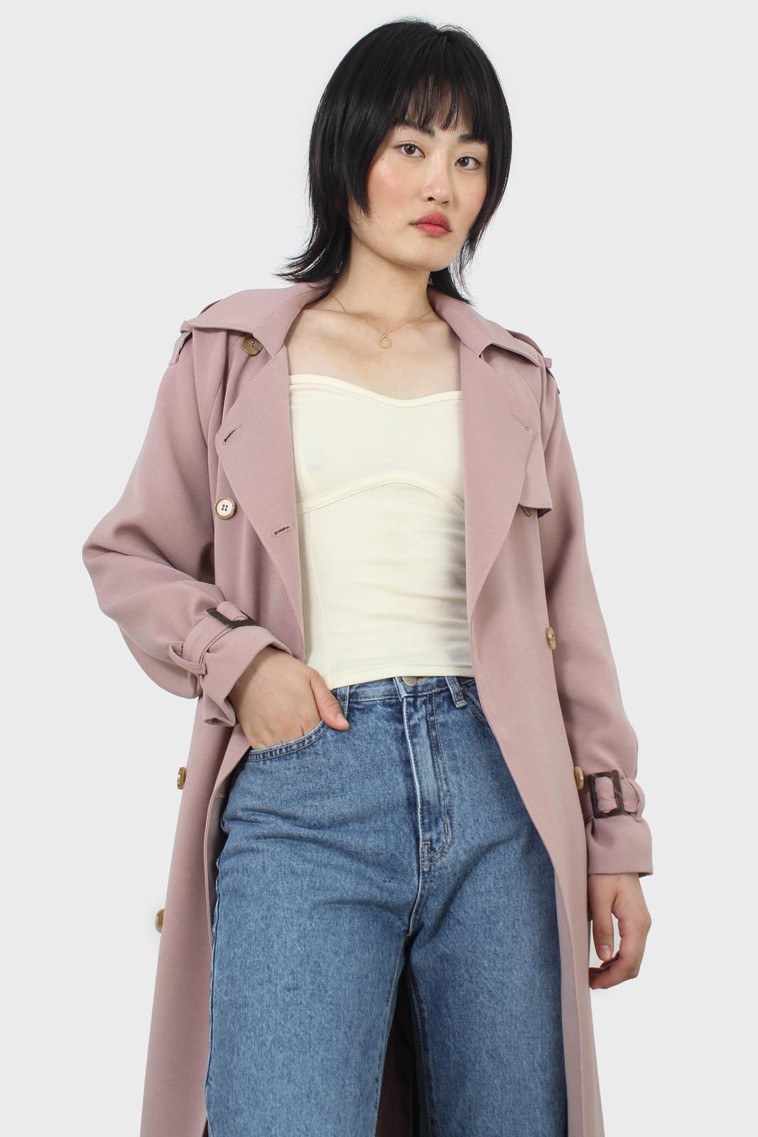Pale pink double breasted trench coat_8