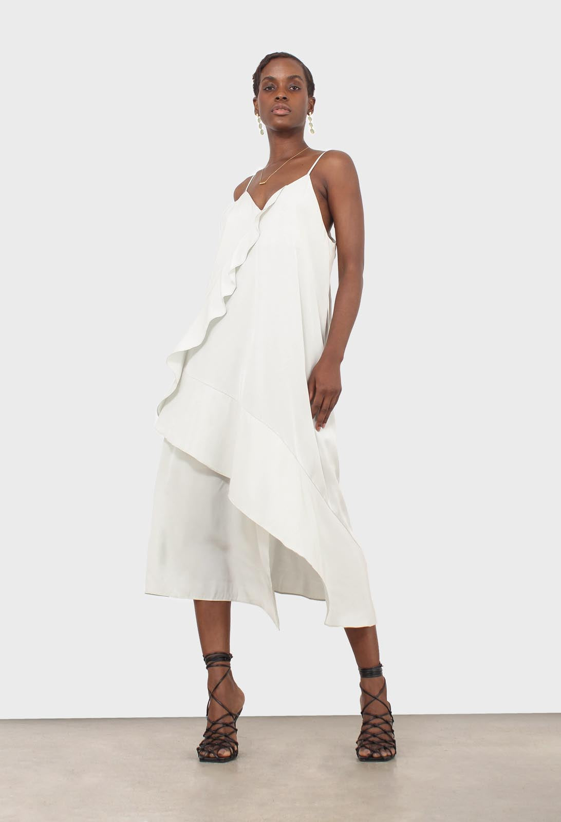 Mint thin strap asymmetric ruffle midi slip dress_3