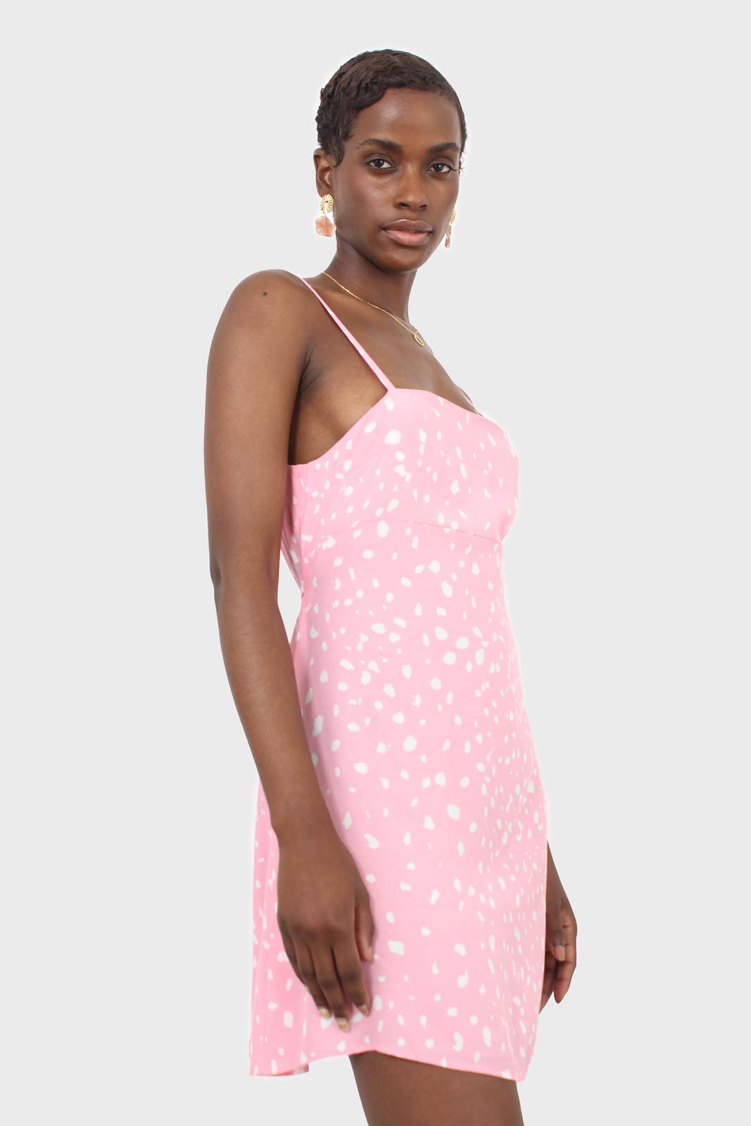 Pink and ivory animal print mini dress_3