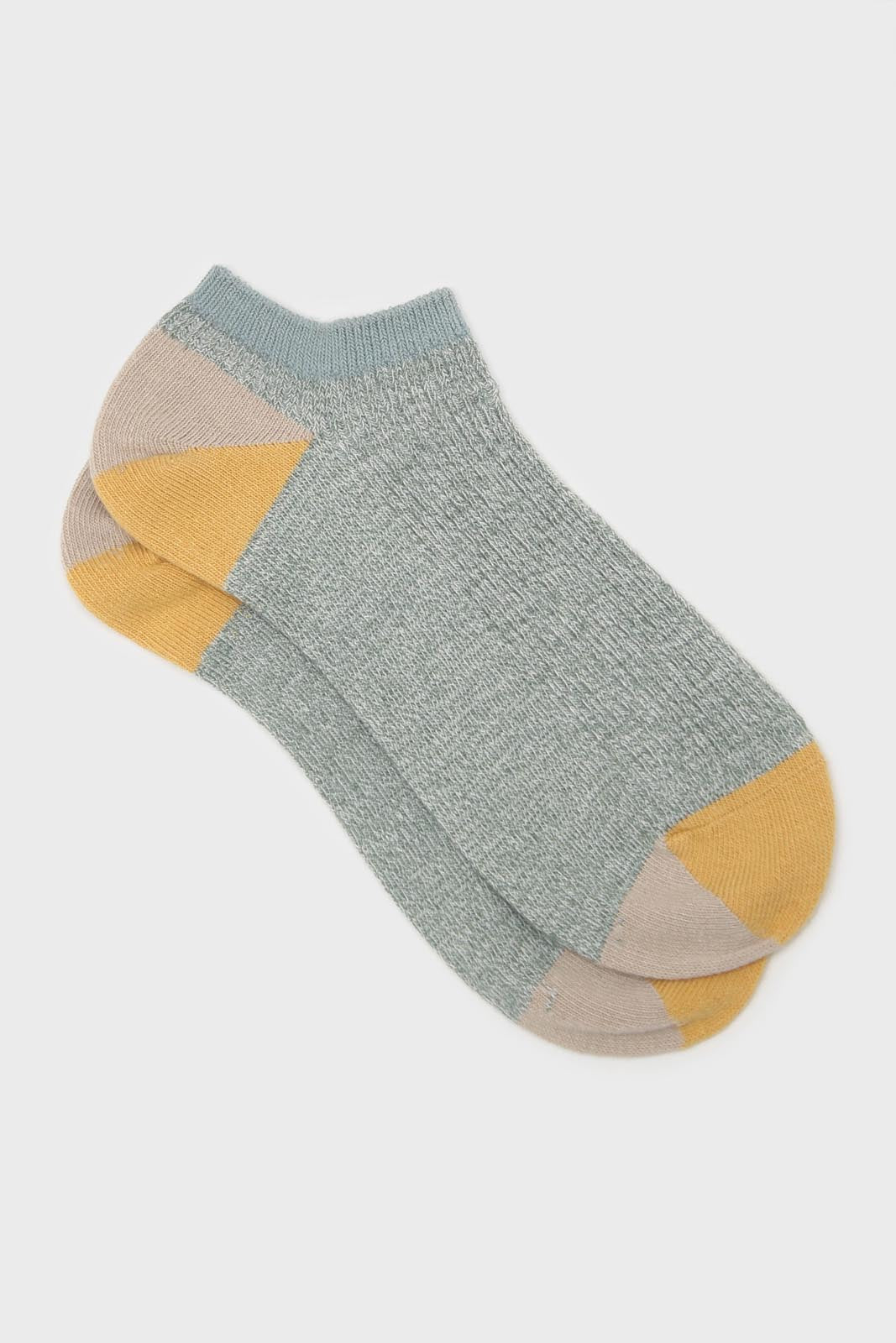 Green flecked color block ankle socks_1
