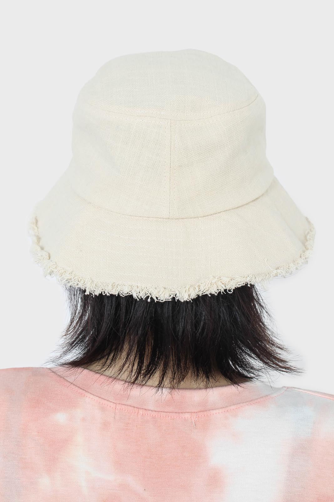 Oatmeal frayed edge bucket hat_3