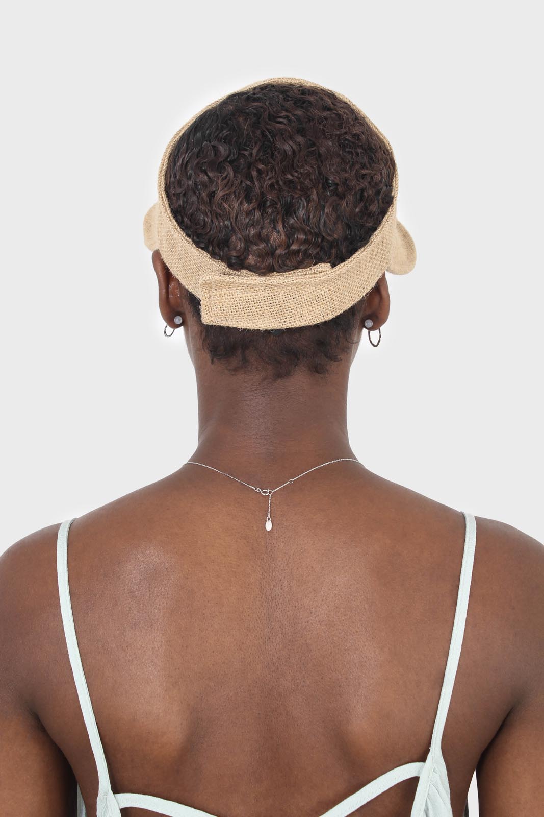 Beige woven sun visor_2