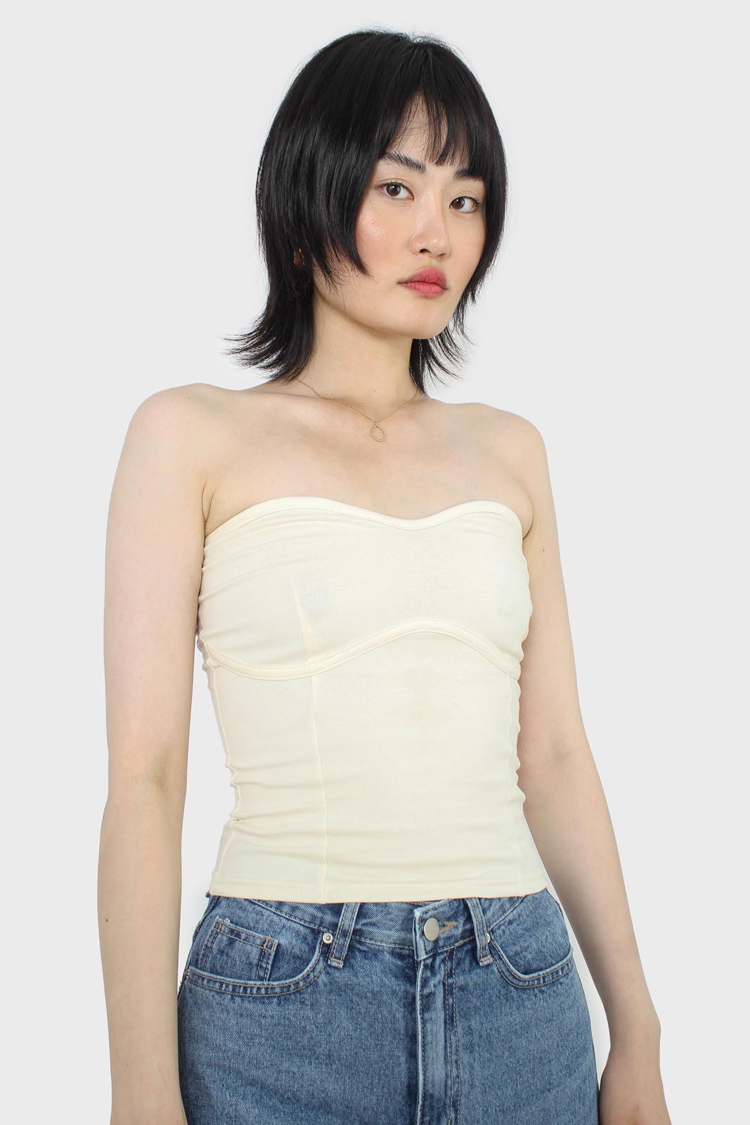 White bandeau strapless top_8