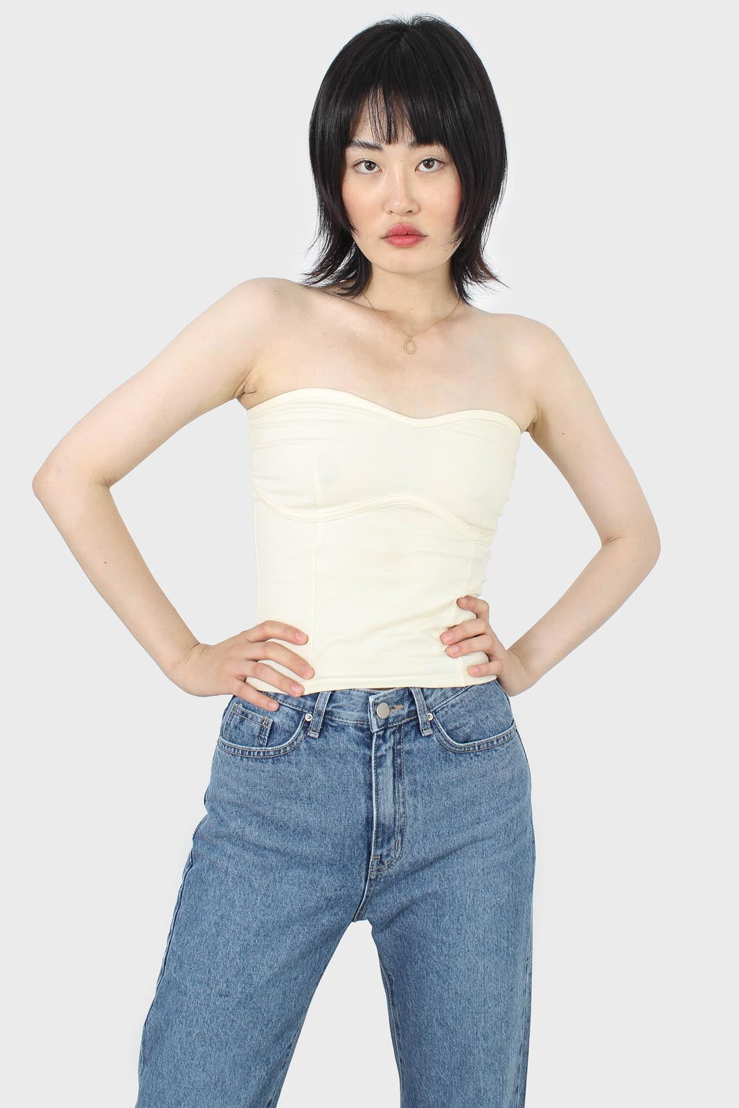 White bandeau strapless top_7