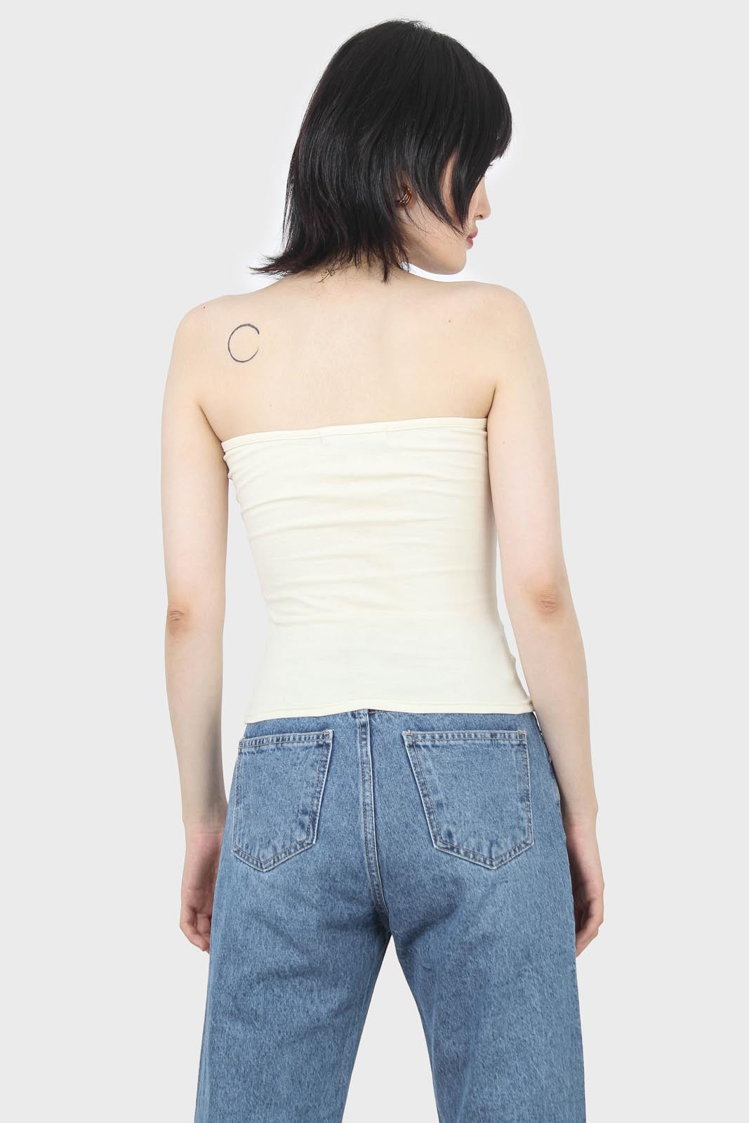 White bandeau strapless top_3