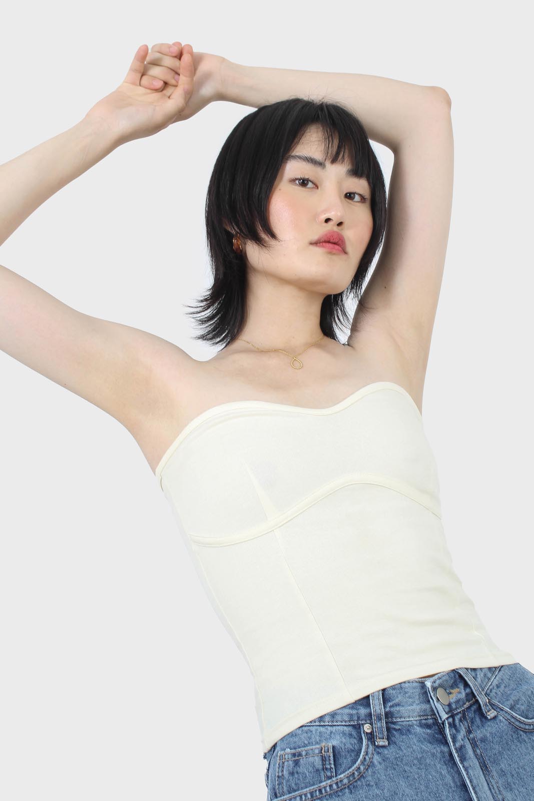 White bandeau strapless top_5