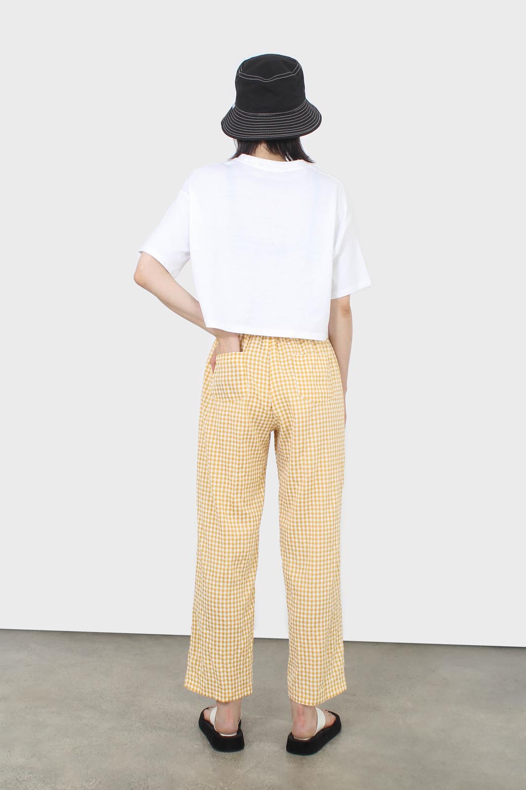 Mustard small gingham loose fit trousers_5