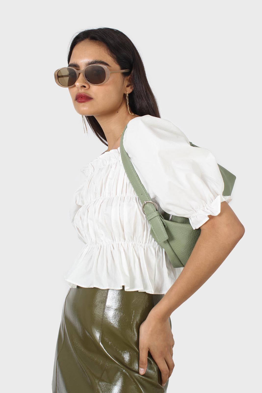 Ivory ruched puff sleeve cropped top_6