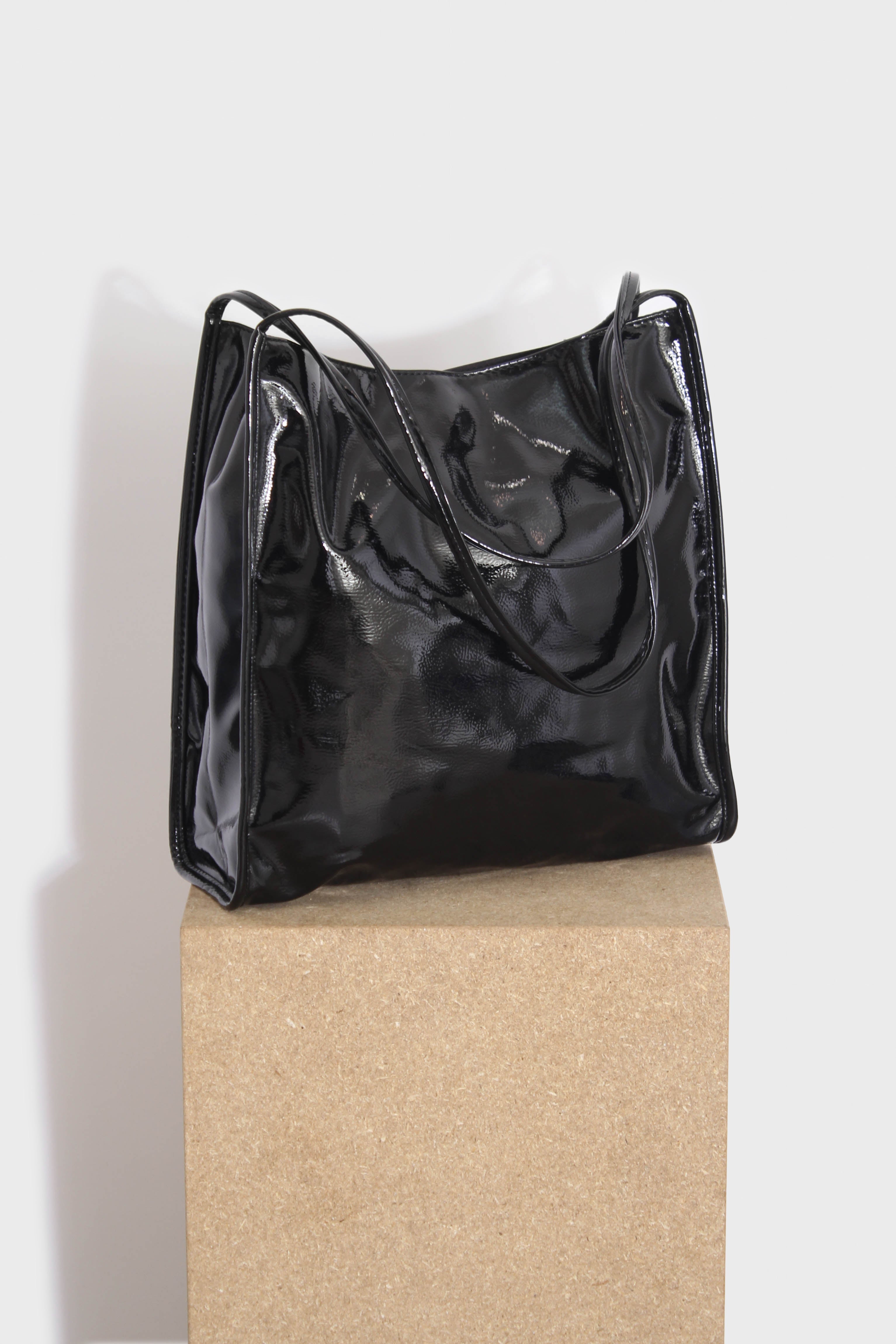 Black high shine PVC tote bag_6