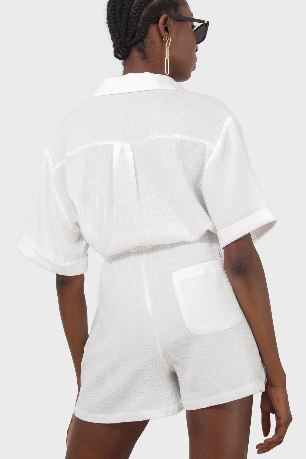 Ivory relaxed collar drawstring romper_2