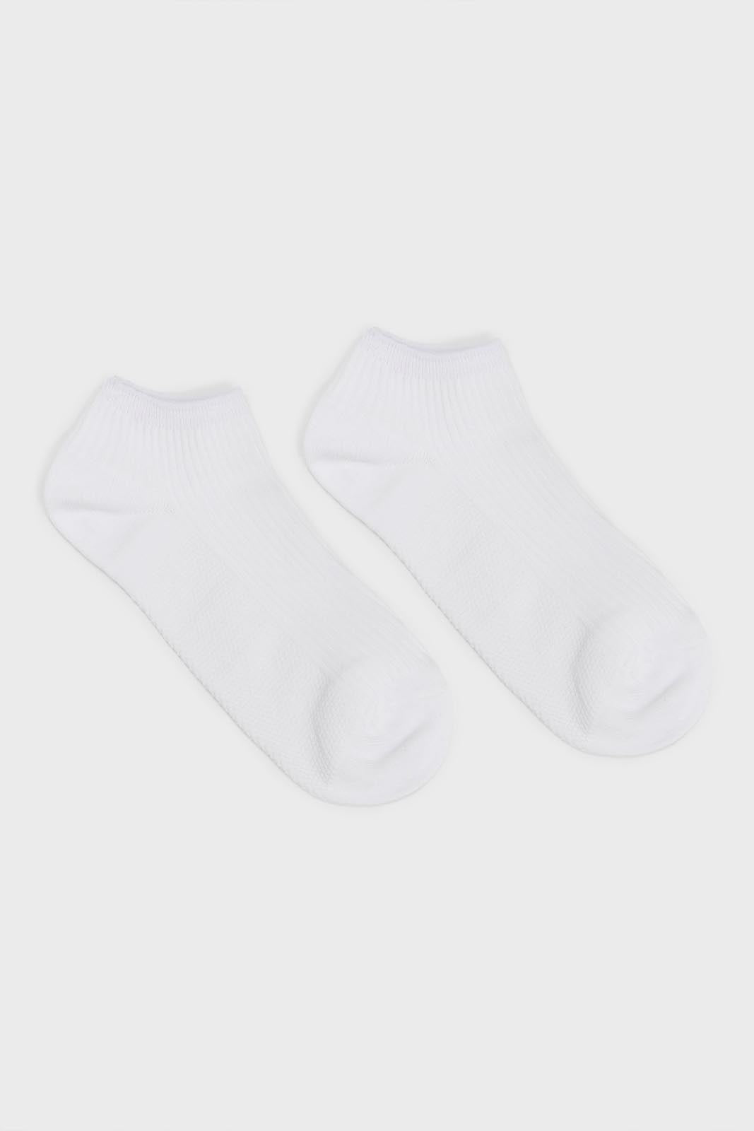 White texture ribbed ankle socks_3