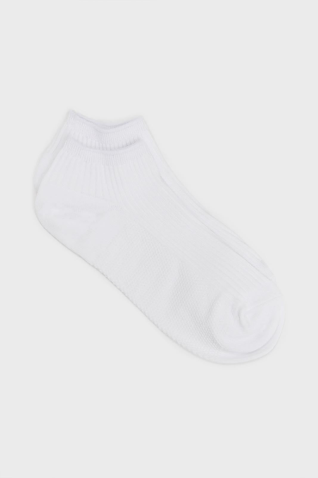 White texture ribbed ankle socks_1