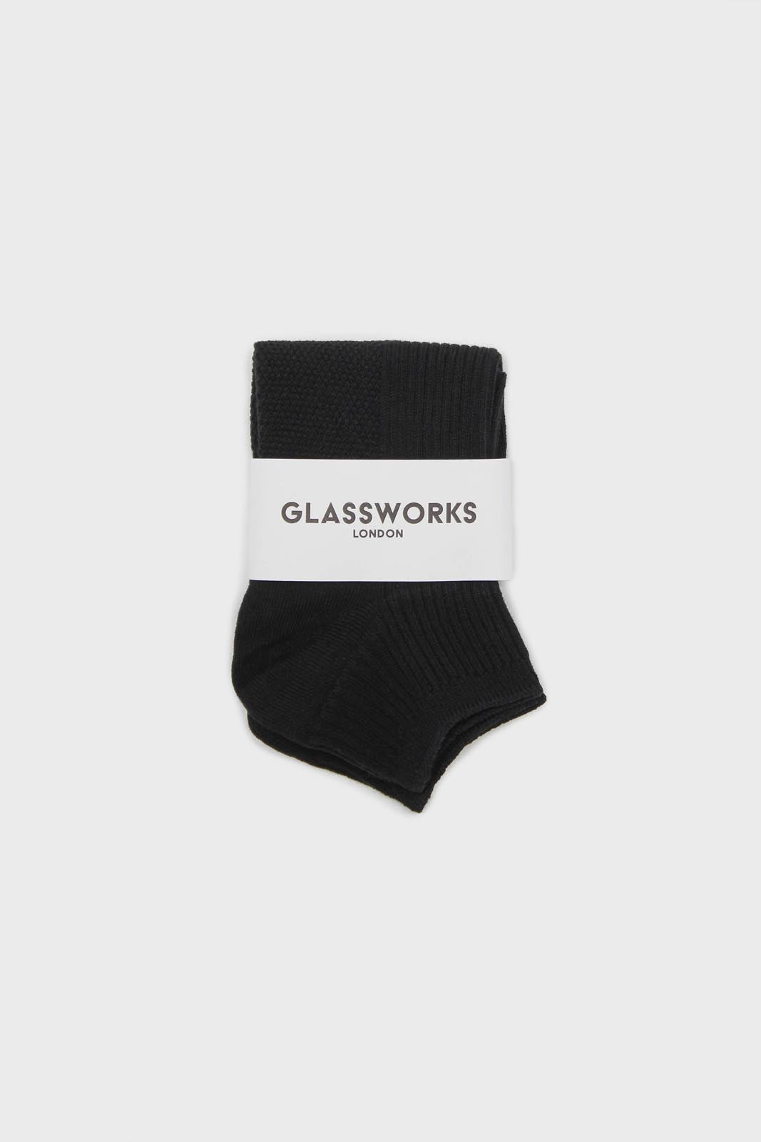 Black texture ribbed ankle socks_4
