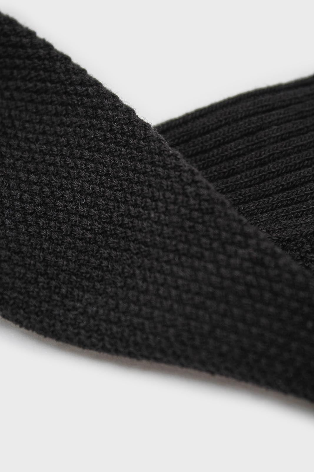 Black texture ribbed ankle socks_2