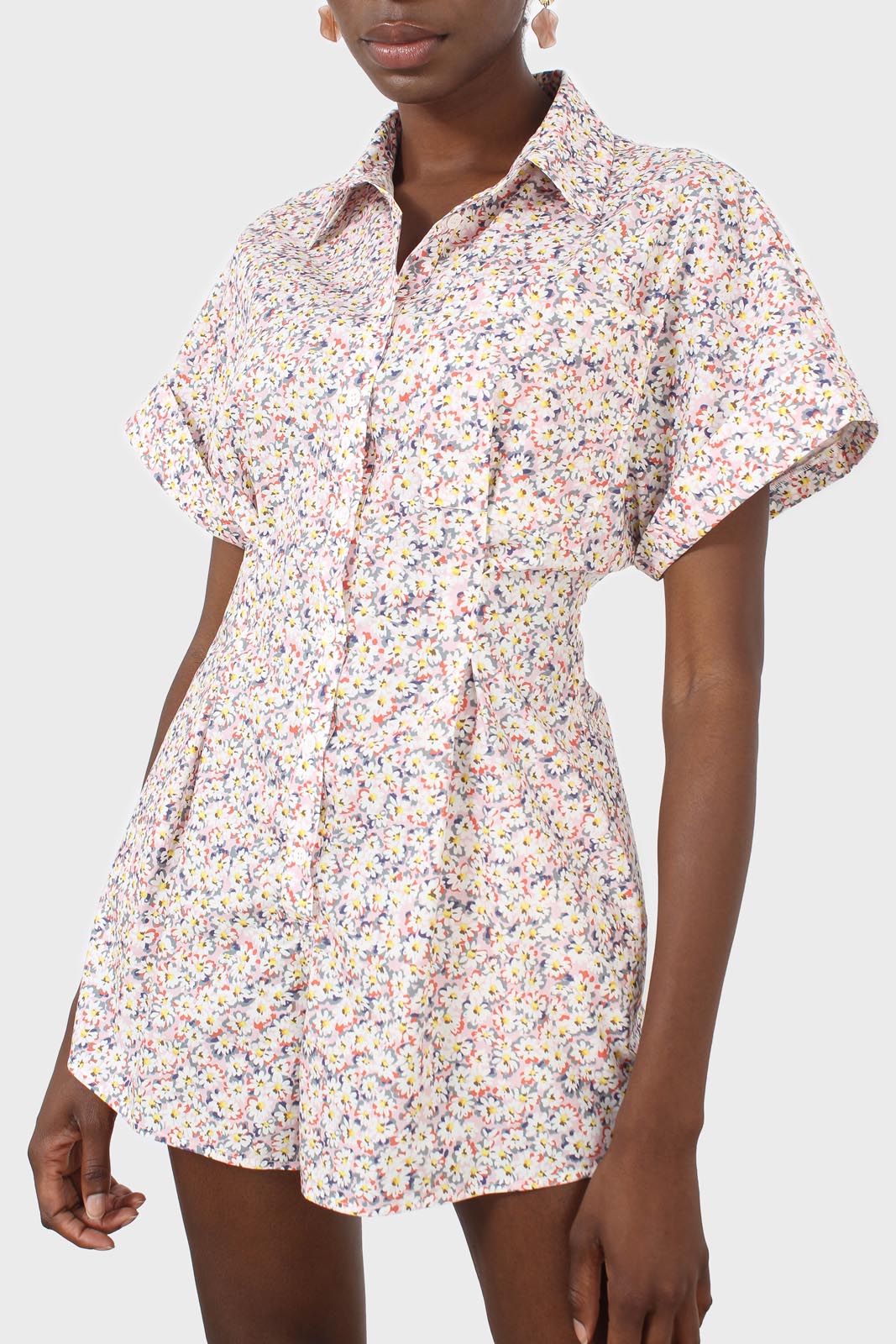 Pink and yellow ditsy floral romper_4