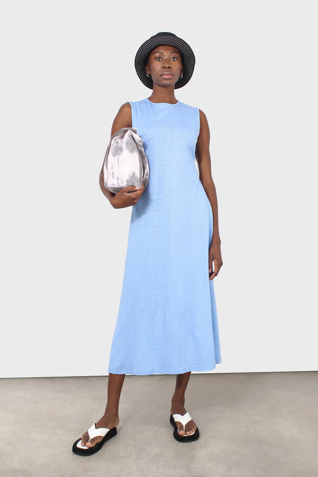 Baby blue peek back jersey dress_15