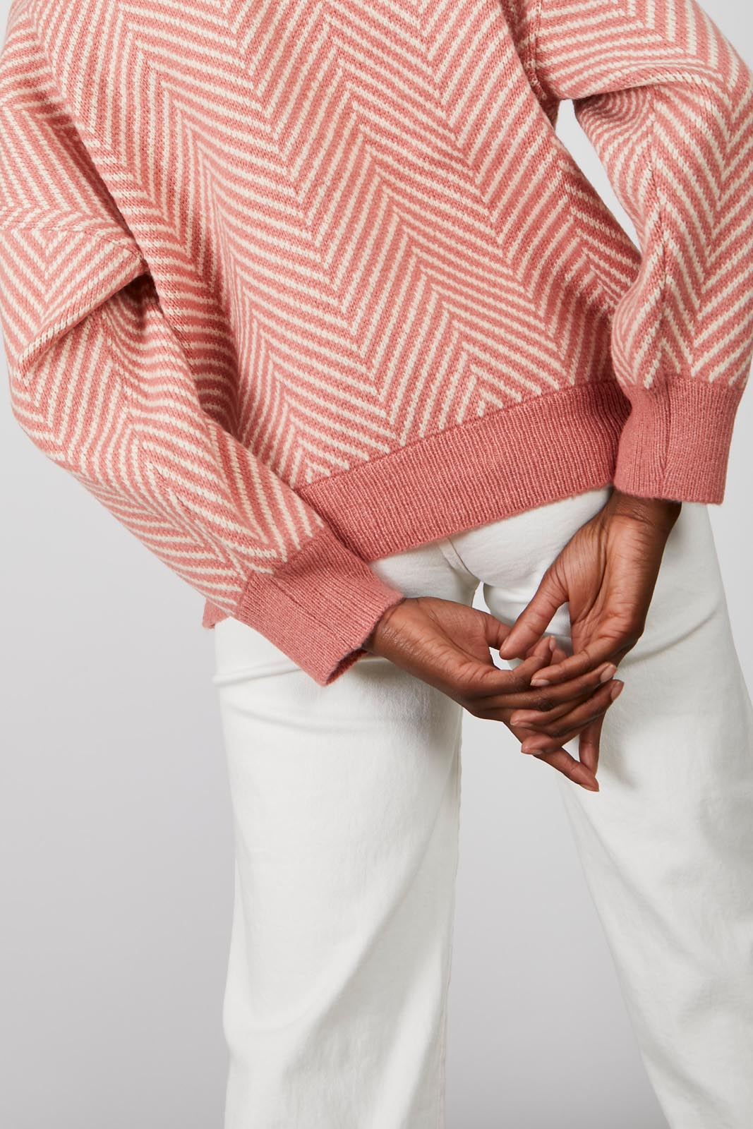 Pink and ivory herringbone jumper_6