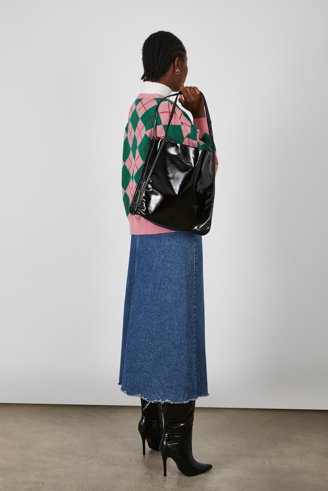 Pink and green argyle intarsia cardigan_7