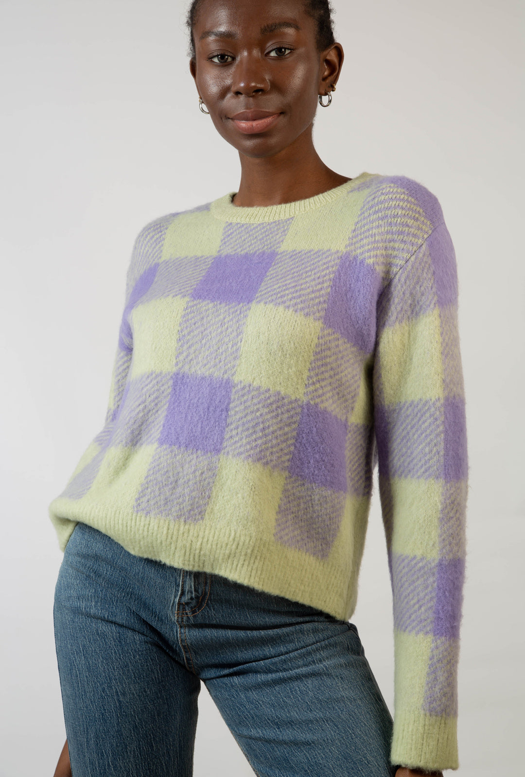 Mint green and lilac block plaid jumper_2