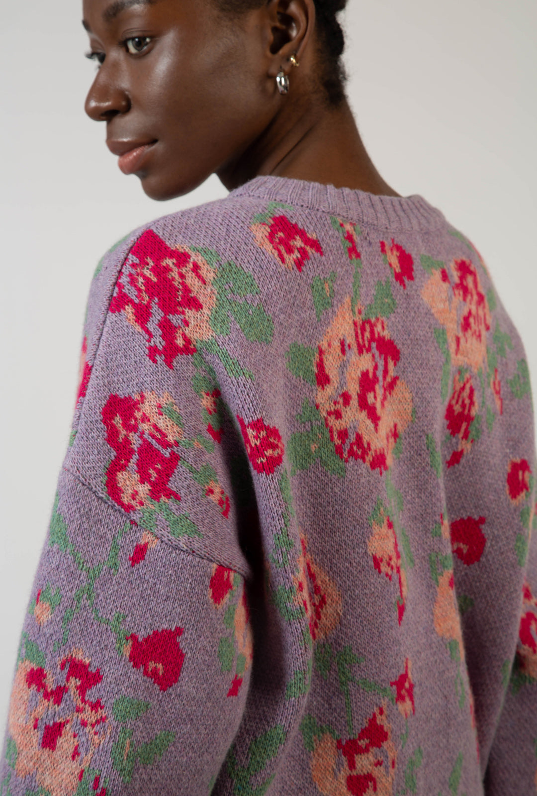 Purple floral intarsia wool blend jumper_10