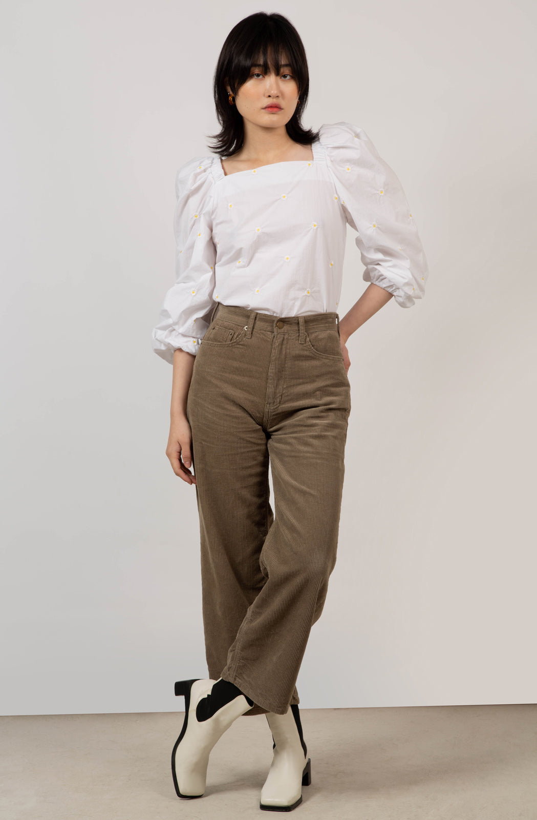 Brown corduroy loose fit trousers - 229_3
