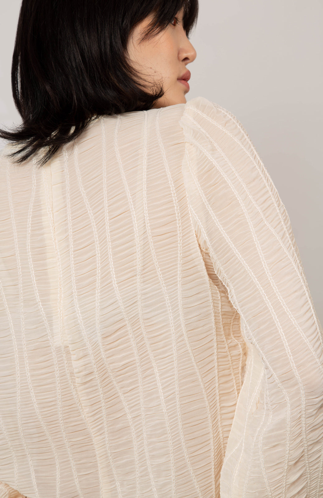 Cream semi sheer patterned blouse_5