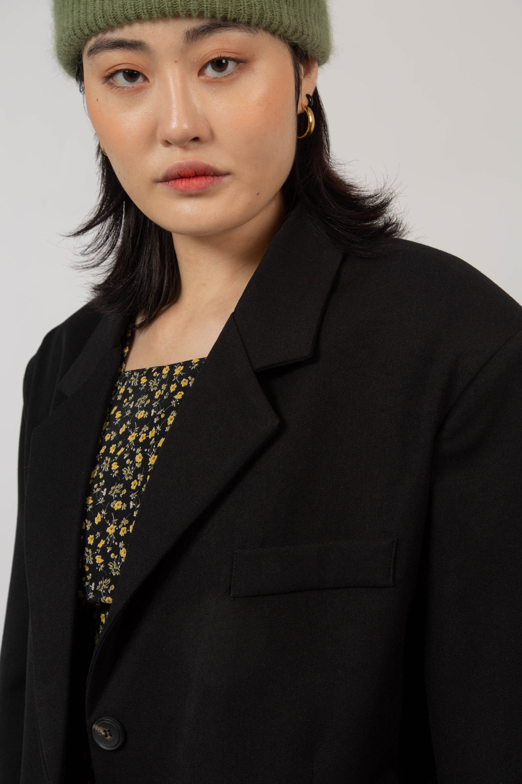 Black single breasted oversized blazer_9