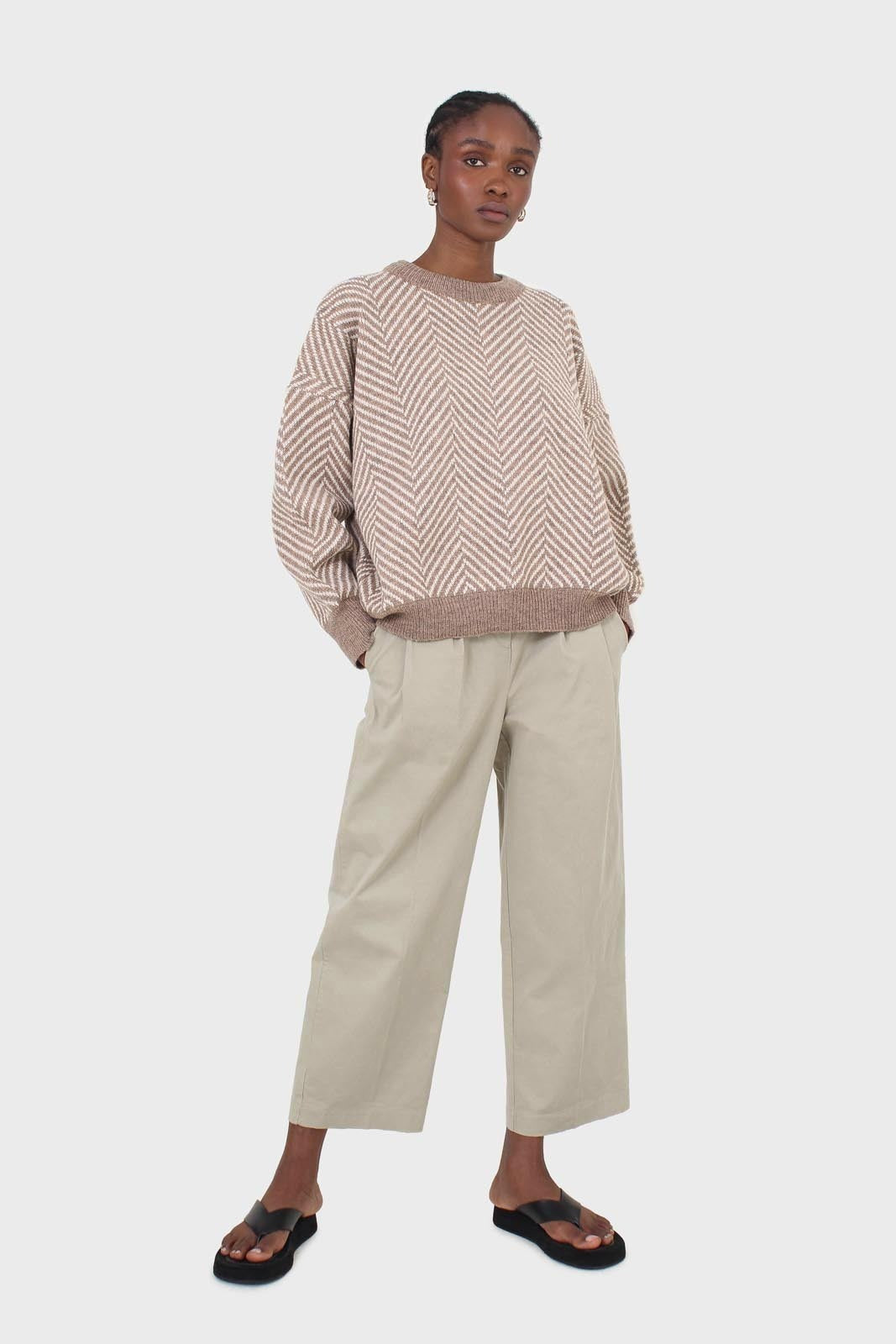 Brown and ivory herringbone jumper_10