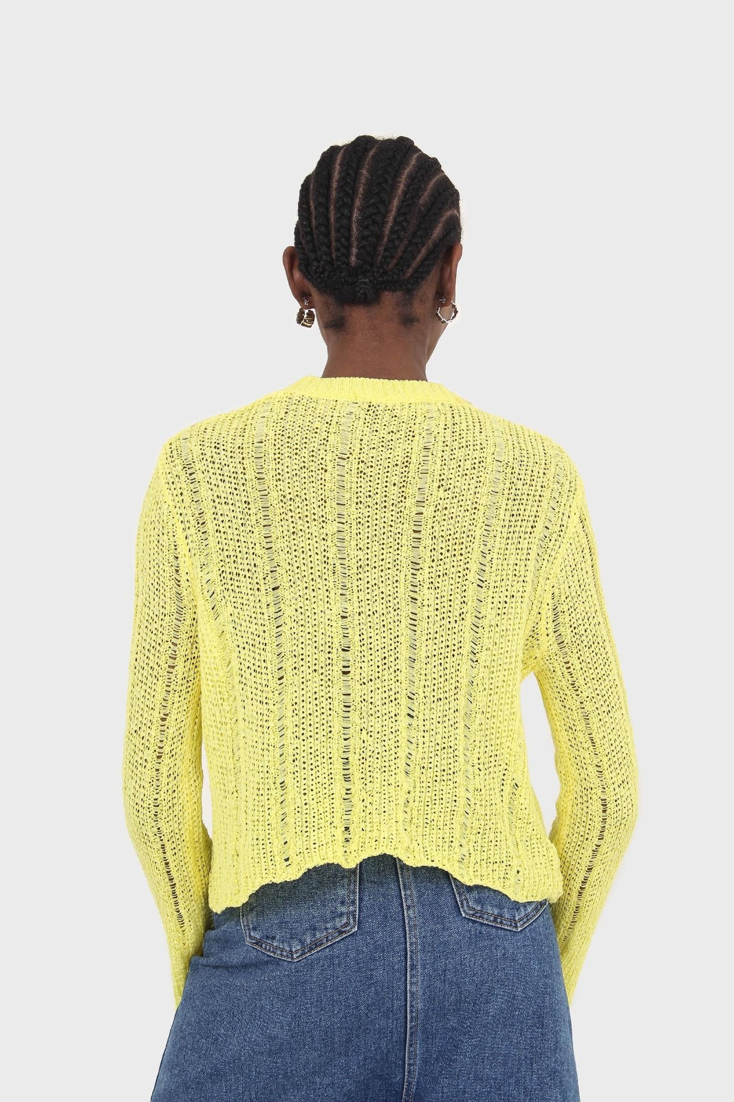 Yellow long sleeved light knitted top_2