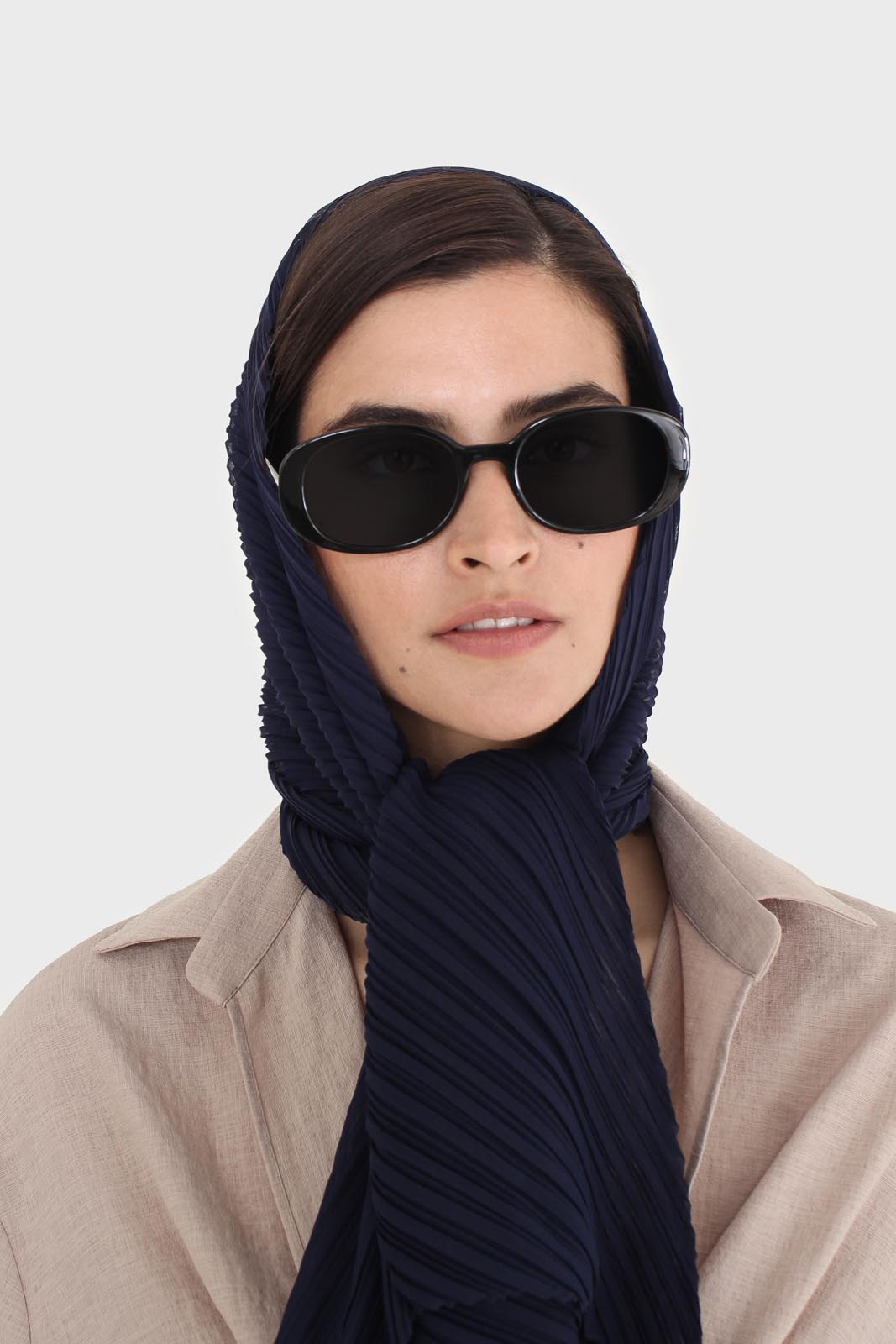 Navy micro pleat scarf_2
