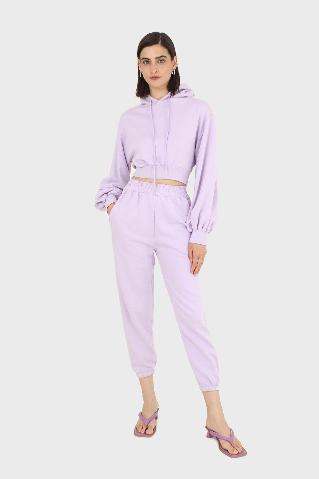 Lilac cropped hooded sweatshirt - set_2