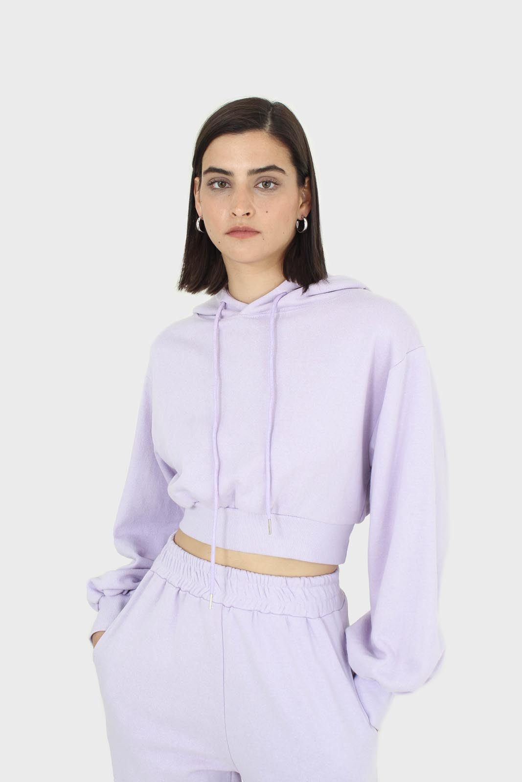 Lilac cropped hooded sweatshirt - set_1