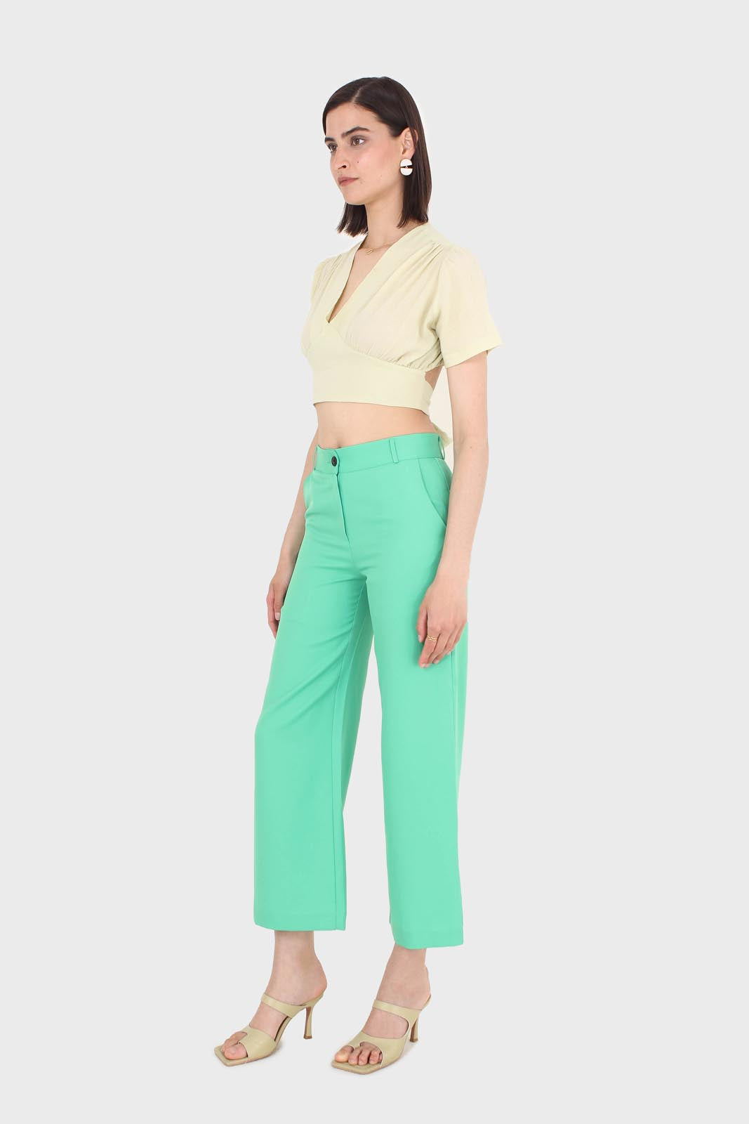 Bright green wide leg smart trousers_2