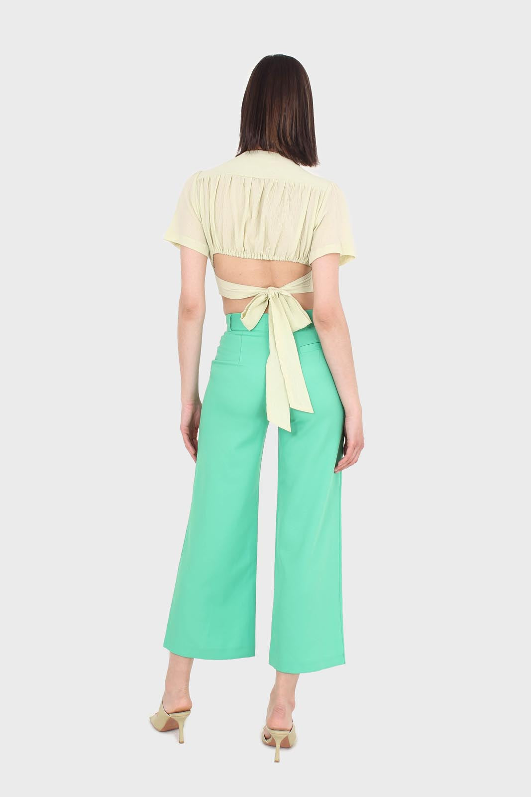Bright green wide leg smart trousers_6
