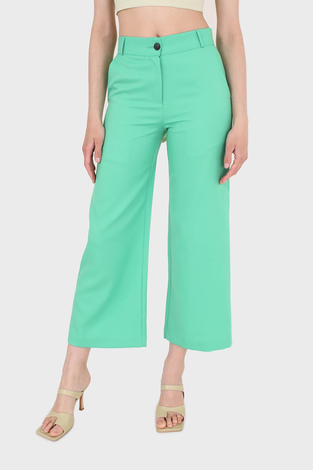 Bright green wide leg smart trousers_1