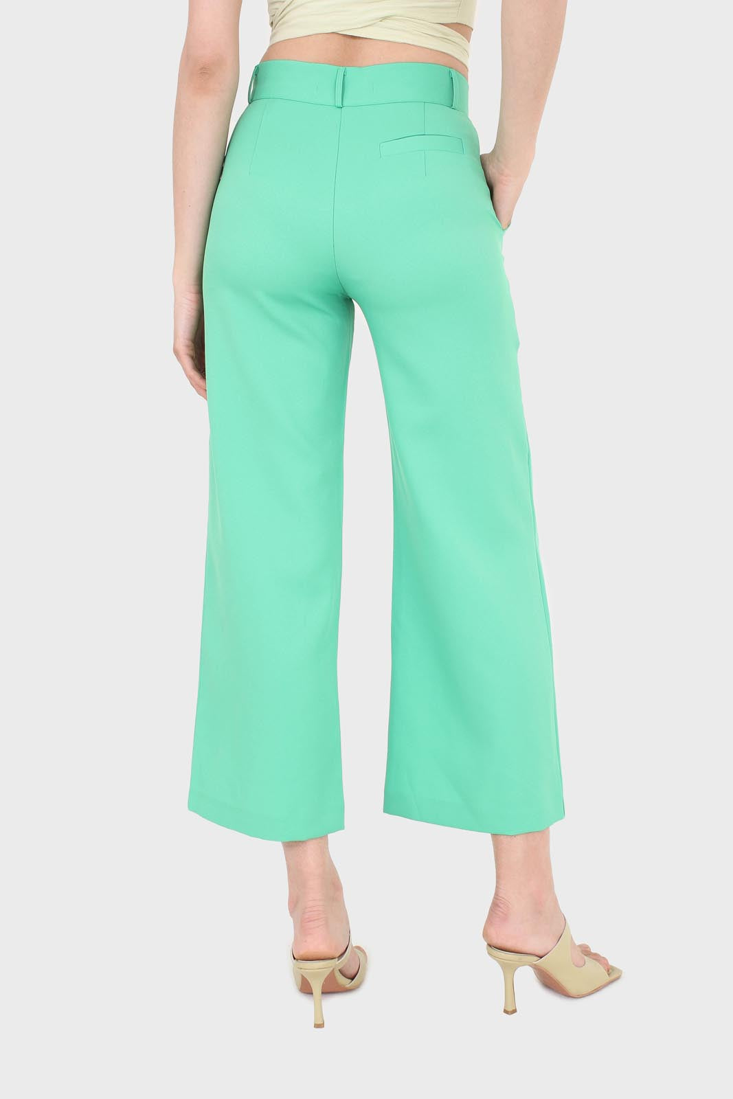 Bright green wide leg smart trousers_3