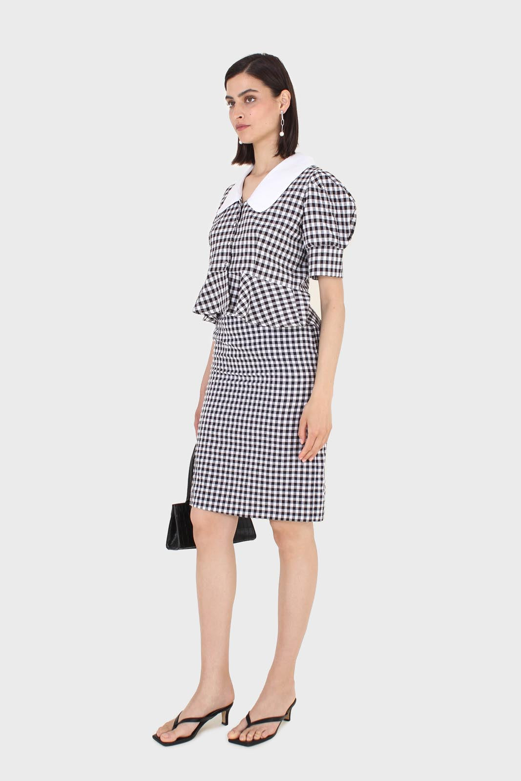 Black and white gingham mini skirt_3