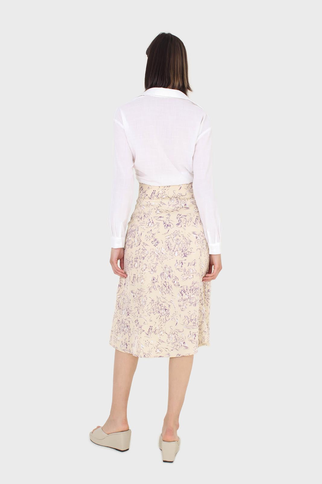 Ivory and lilac floral print midi skirt_4